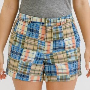 L.L.Bean Women’s Favorite Fit Madras Patchwork Shorts • Colorful Plaid • Size 10